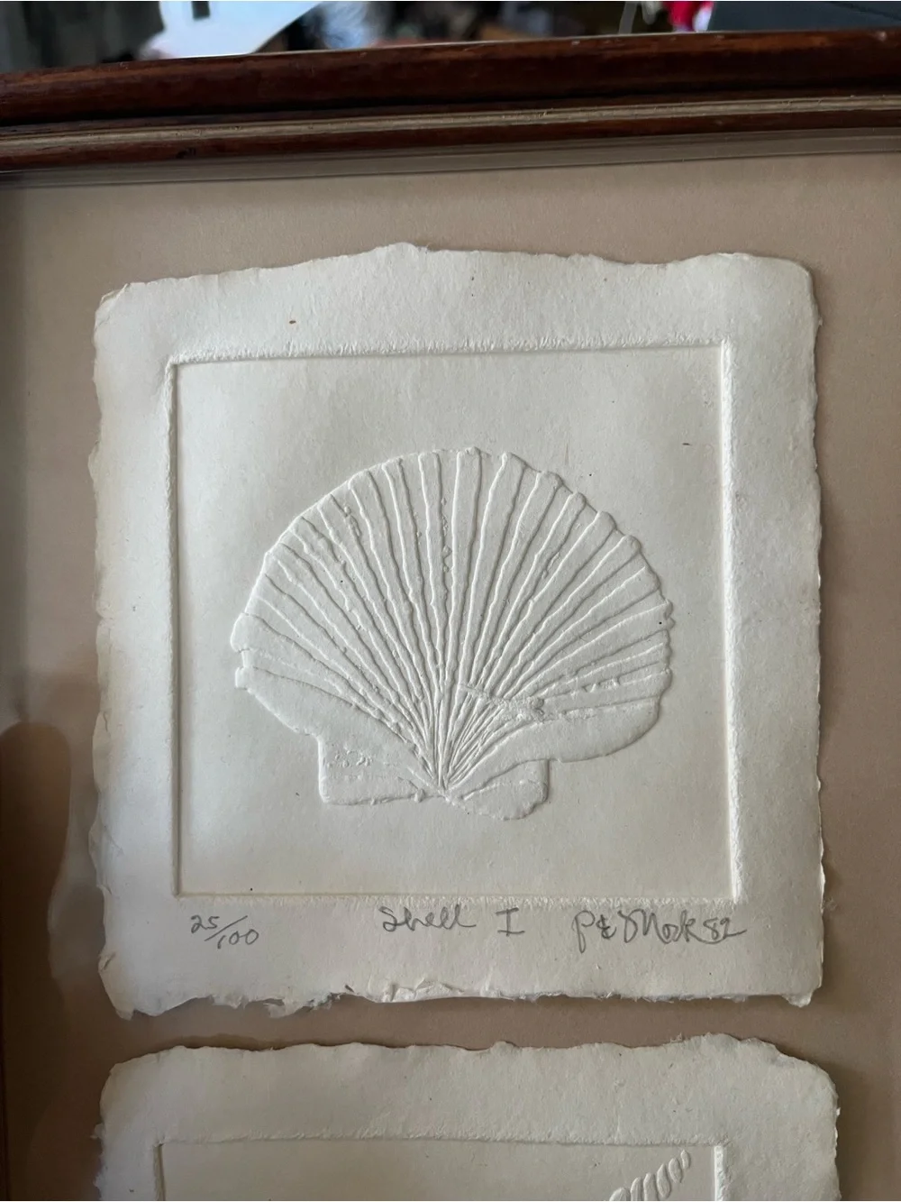 Vtg Embossed Shell Artwork Set of 3 Signed Numbered Frame Rare 1982 Costal Decor